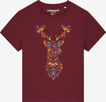 Watapparel Shirt ' Floral Deer ' in Red: front