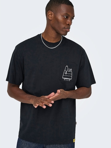 Only & Sons Tričko 'ONSPEANUTS' - Čierna
