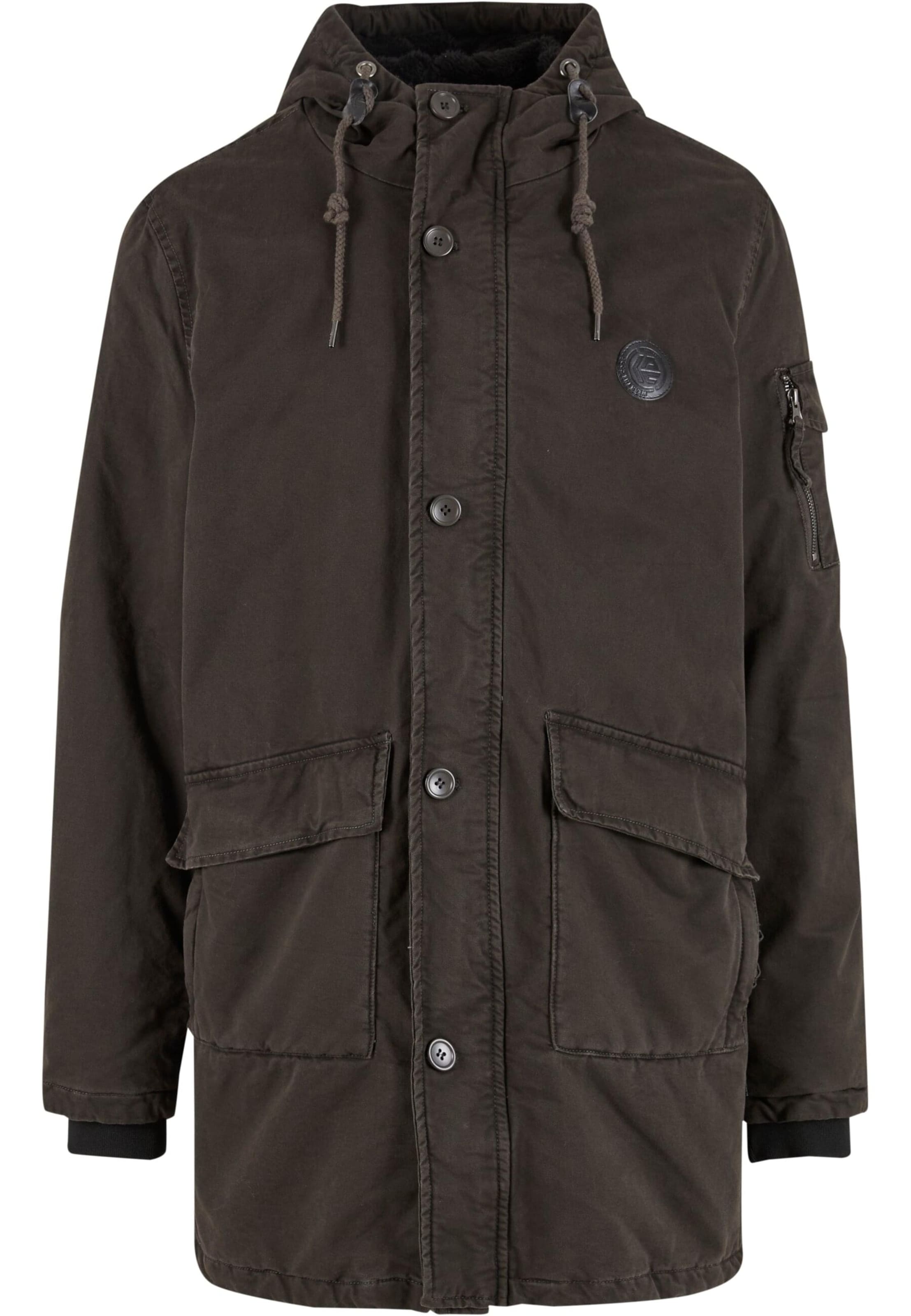 INDICODE JEANS Přechodová parka 'Idahoe' – hnědá: přední strana