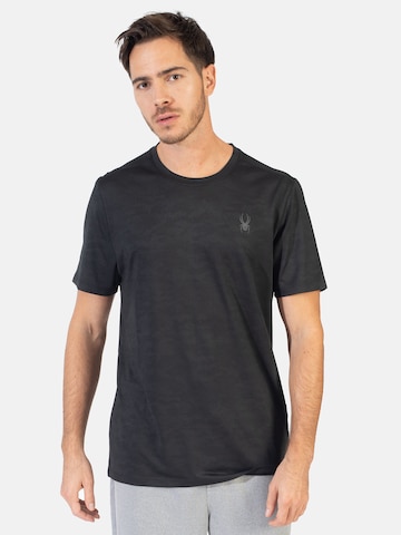T-Shirt fonctionnel Spyder en noir : devant