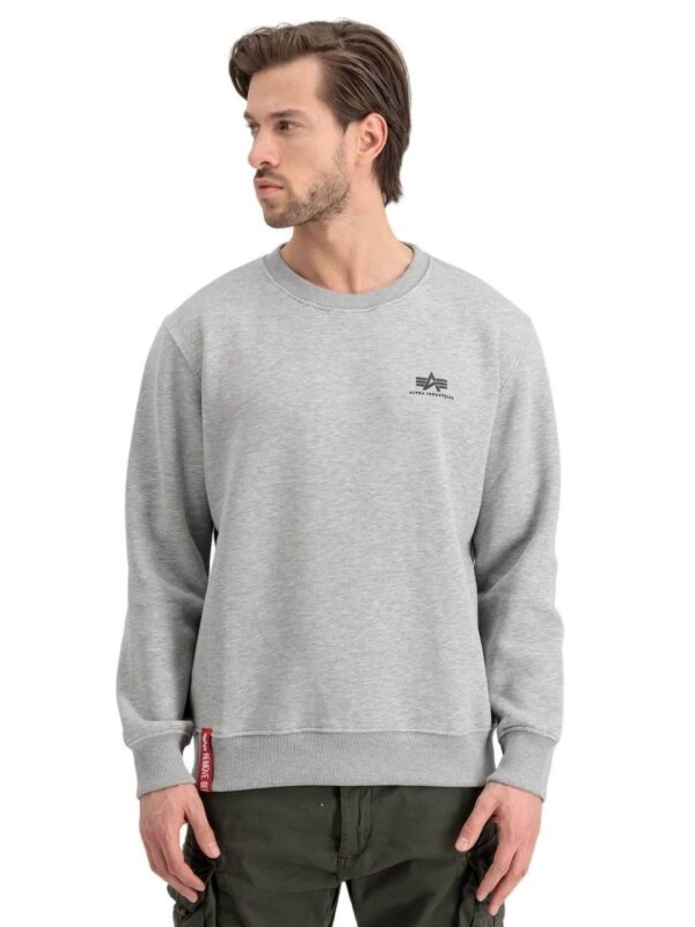ALPHA INDUSTRIES Bluzka sportowa 'Basic Logo' w kolorze szary
