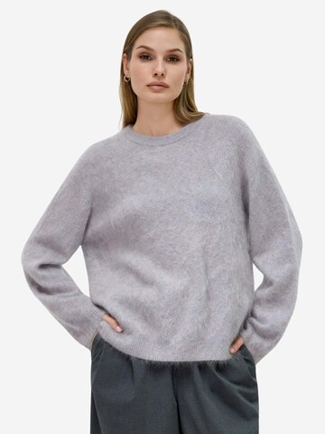 BELLEMERE NEW YORK Sweater 'Rundhalspullover aus gebürstetem, reinem Kaschmir' in Grey: front