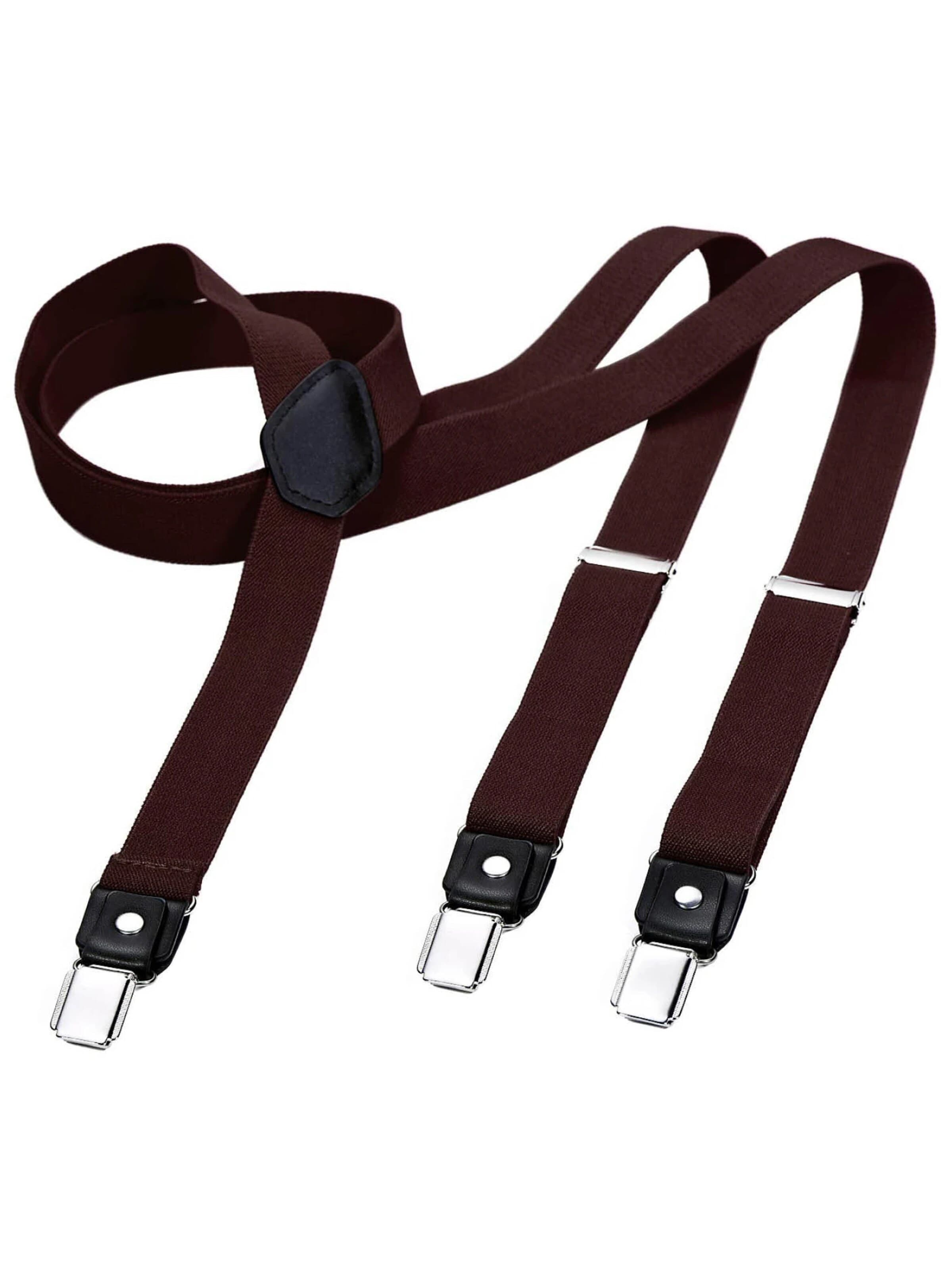 DonDon Hosenträger 'DonDon Hosenträger Herren schmal 2,5 cm gestreift blau rot Starke Clips für Anzug Jeans Chino'‌‌ in Braun: Vorderseite