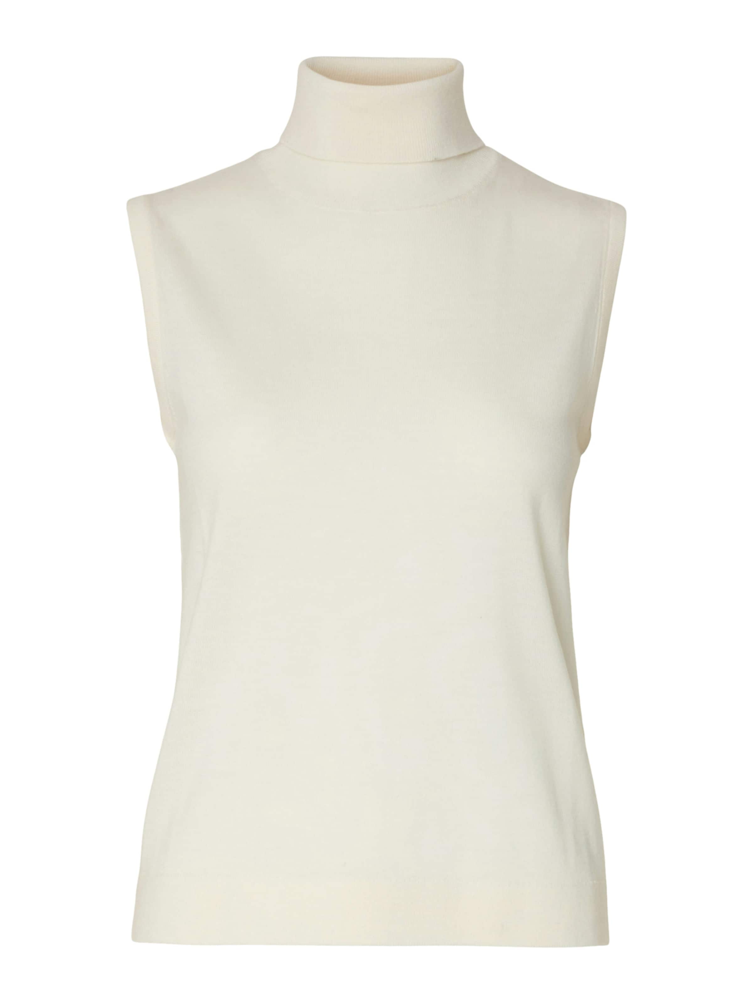 SELECTED Broderad topp 'SLFTHEA' i beige: framsida