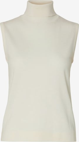 SELECTED Broderad topp 'SLFTHEA' i beige: framsida