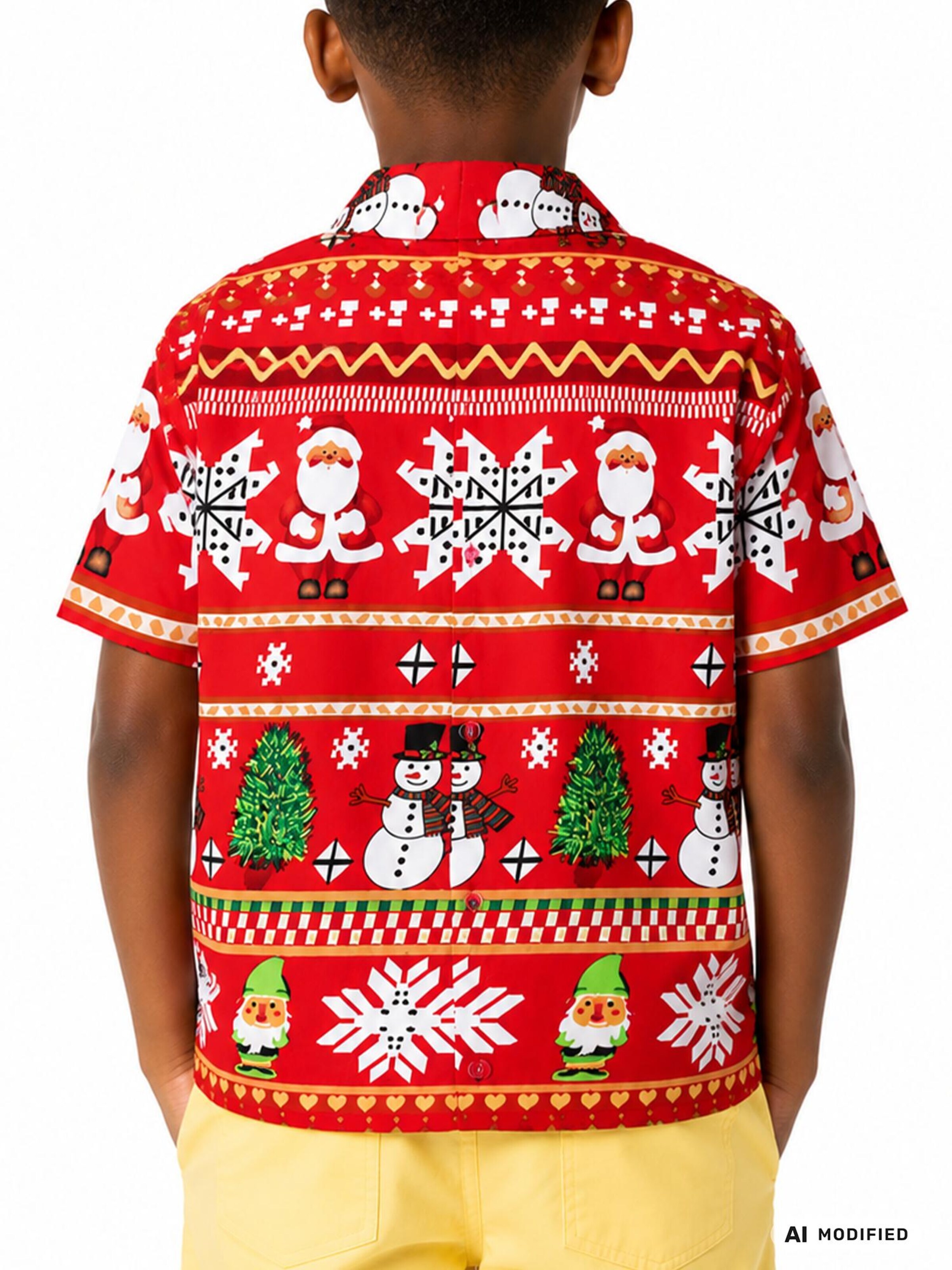 King Kameha Regular fit Button up shirt 'Christmas Rows' in Red