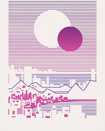Watapparel T-Shirt ' Sun and Moon Skyline ' in Weiß