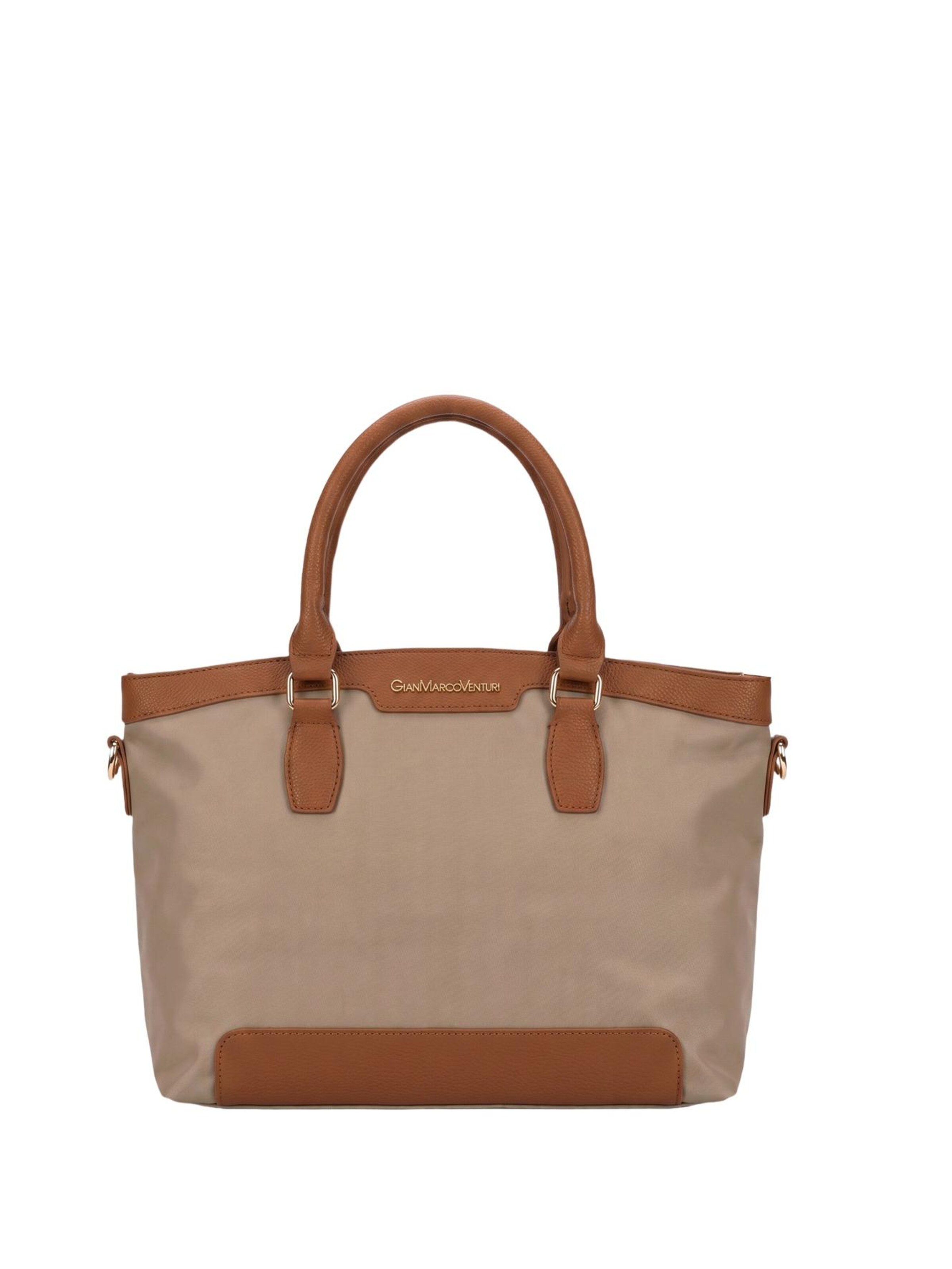 Borsa a spalla di GianMarco Venturi in beige: frontale