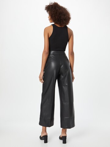 Warehouse Wide leg Trousers with creases in Black