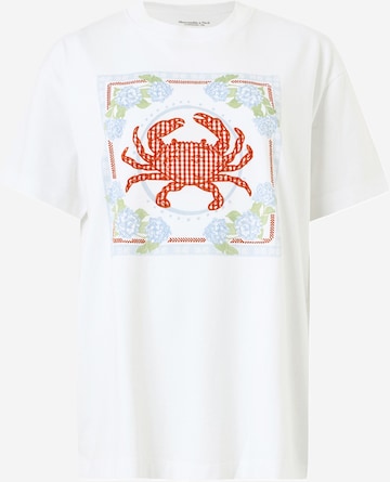 Tricou 'CRAB' de la Abercrombie & Fitch pe alb: față