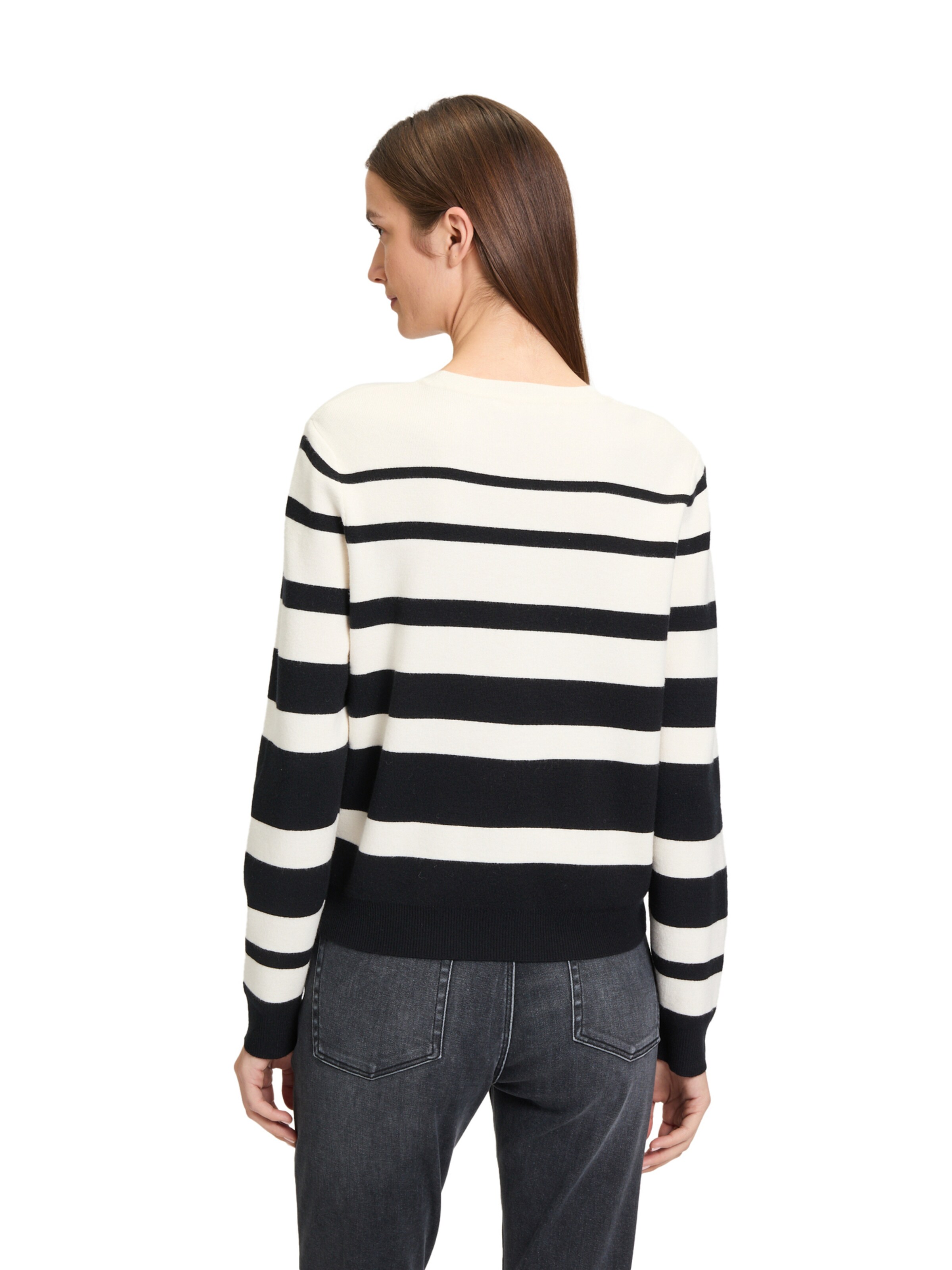 Betty & Co Strickpullover mit Streifen in Schwarz