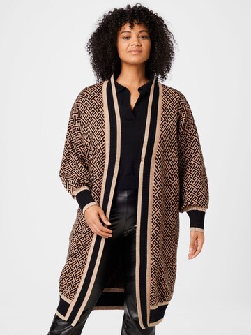 River Island Plus Knit Cardigan in Brown: front