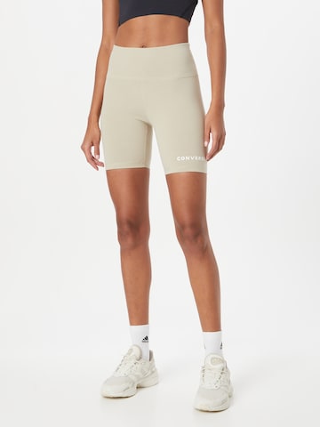 CONVERSE Skinny Leggings 'Wordmark' in Beige: front