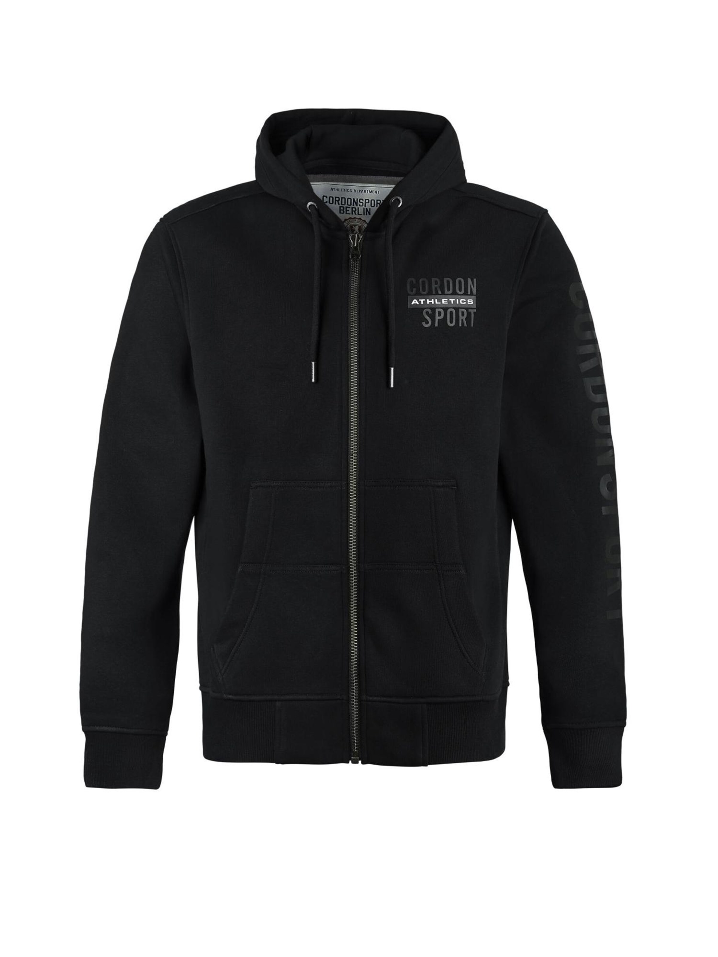 Cordon Sport Zip-Up Hoodie 'King' in Black: front
