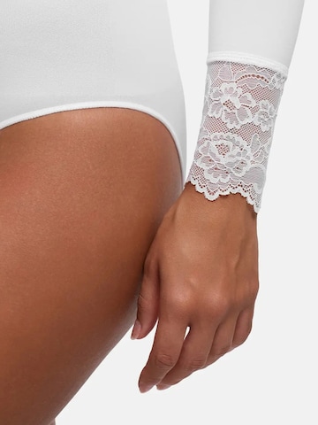 cfab - Body moldeador 'Clean Longsleeve V-Neck with Lace Sculpting Bodysuit with Slip' en blanco