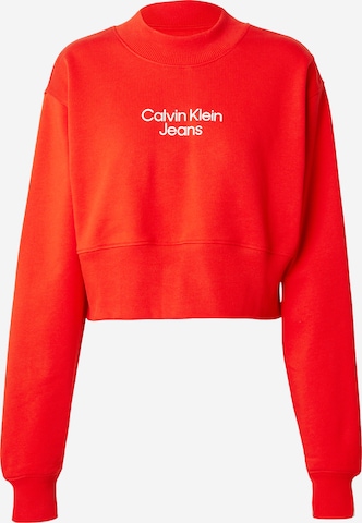 Calvin Klein Jeans Sweatshirt 'INSTITUTIONAL' in Rot: predná strana