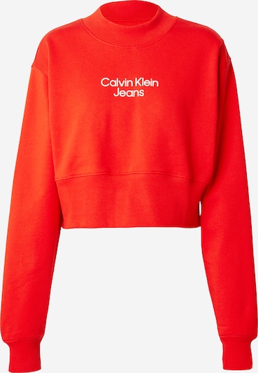 Calvin Klein Jeans Sweater majica 'INSTITUTIONAL' u jarko crvena / bijela, Pregled proizvoda