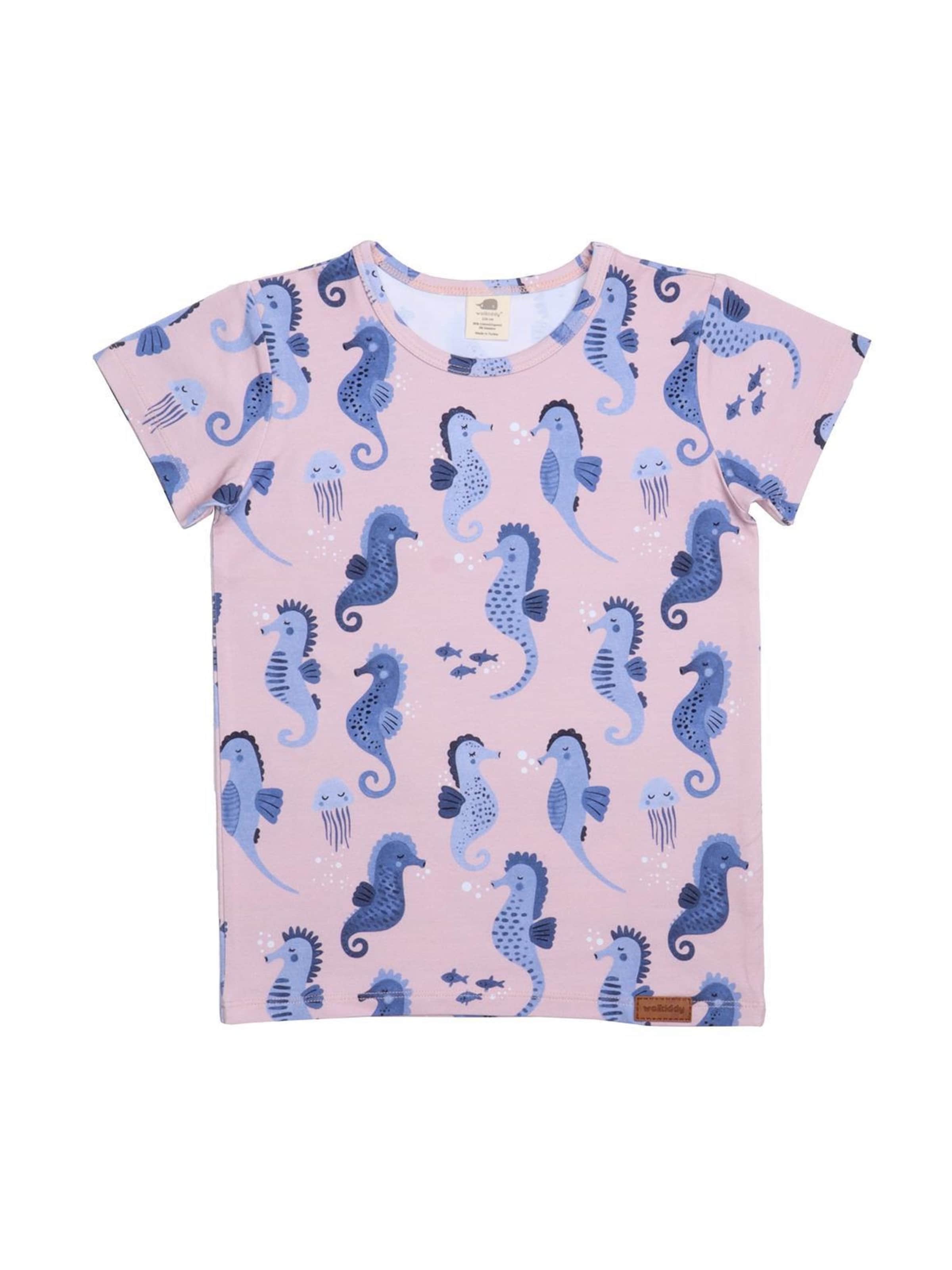 Walkiddy Shirt 'Blue Seahorses' in Pink: front