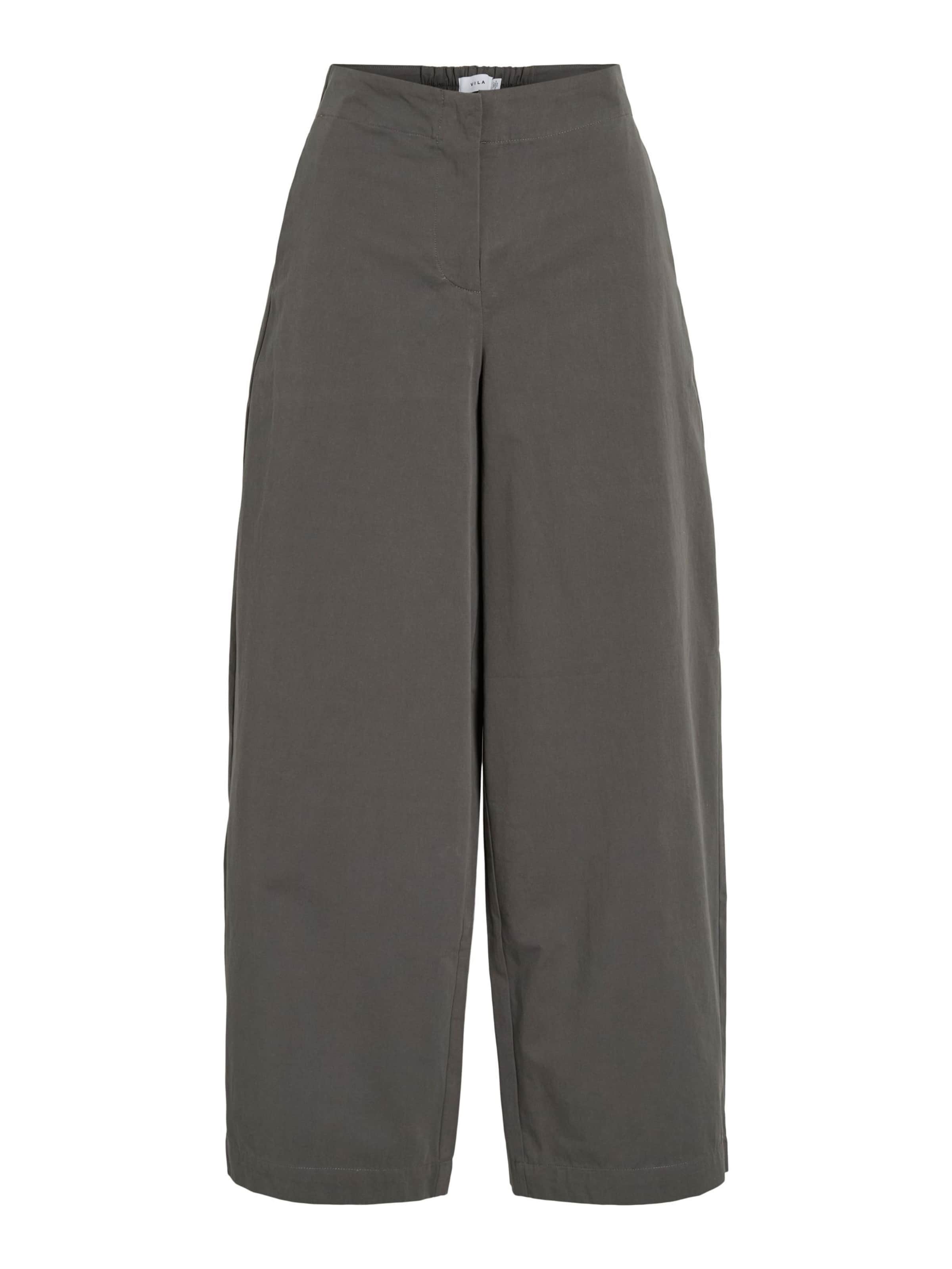 VILA Wide leg Broek 'VIElvira' in Grijs: voorkant
