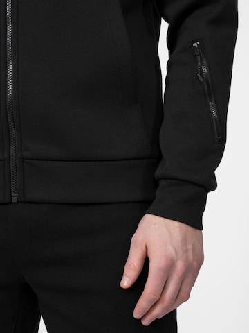 4F Athletic Zip-Up Hoodie in Black