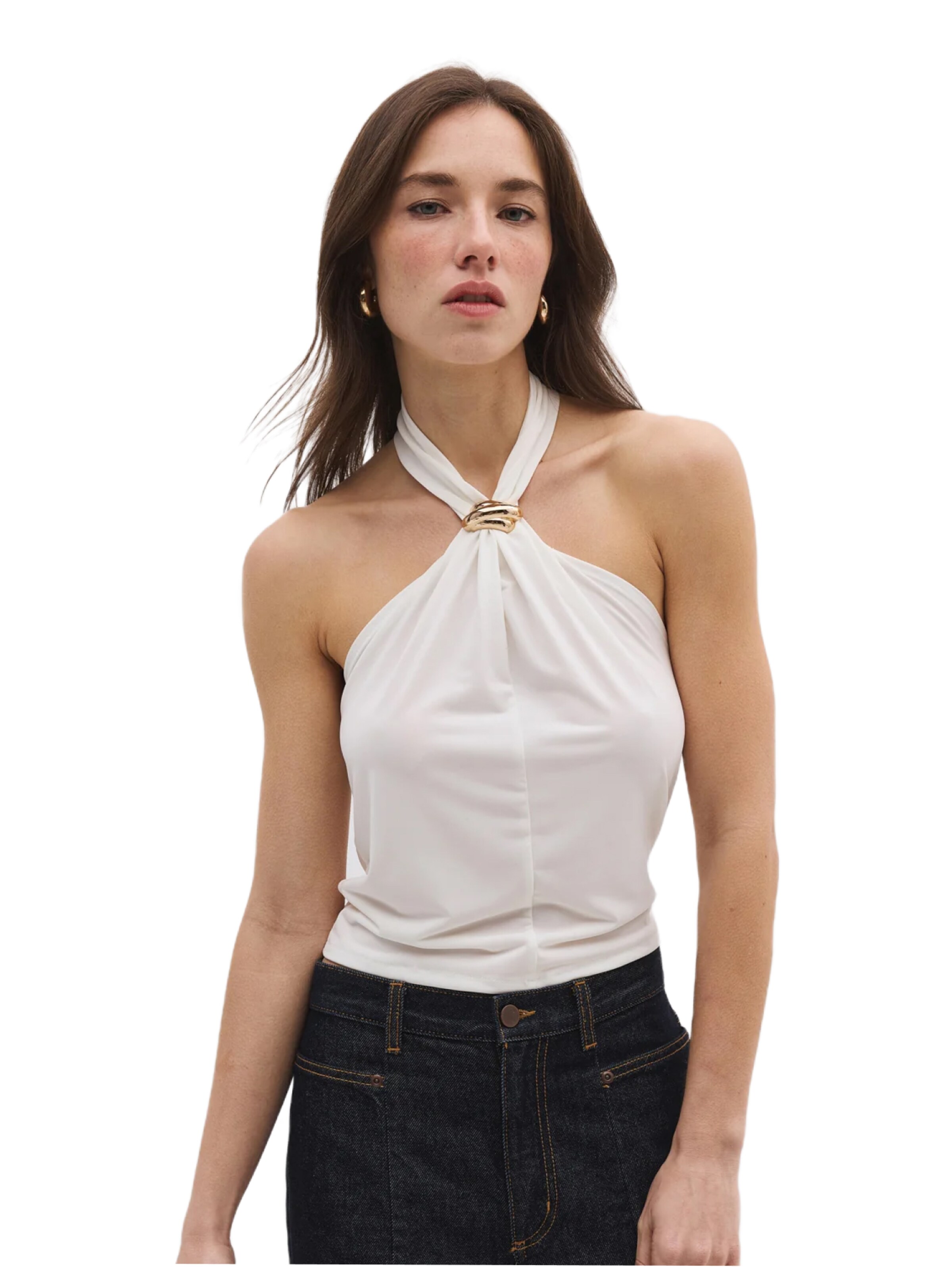 No Matter What Top in Beige: front