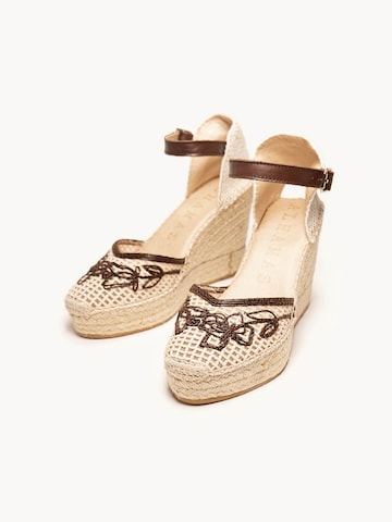 Alhamas - Sandalias con hebilla 'Alpargata Cuña 10 cm' en marrón