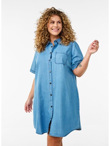 Abito camicia 'Kinta' di Zizzi in blu: frontale
