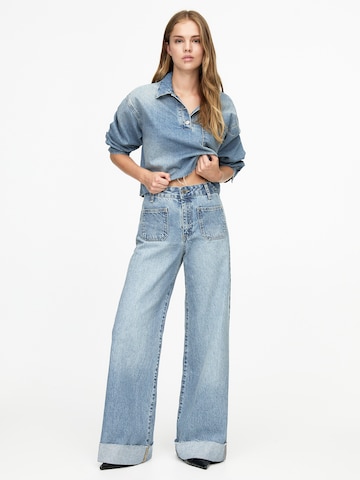 Pull&Bear Wide leg Jeans in Blauw