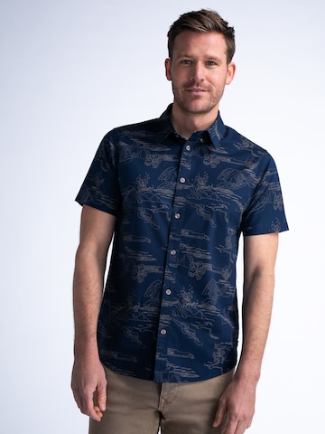 Petrol Industries Slim fit Button Up Shirt in Blue: front