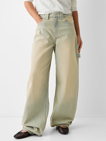 Wide leg Jeans de la Bershka pe albastru: față