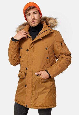 INDICODE JEANS Winterparka 'Jarl' in Bruin: voorkant