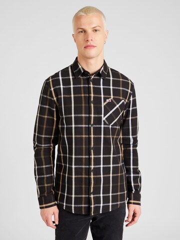 Tommy Jeans Regular fit Button Up Shirt in Black: front