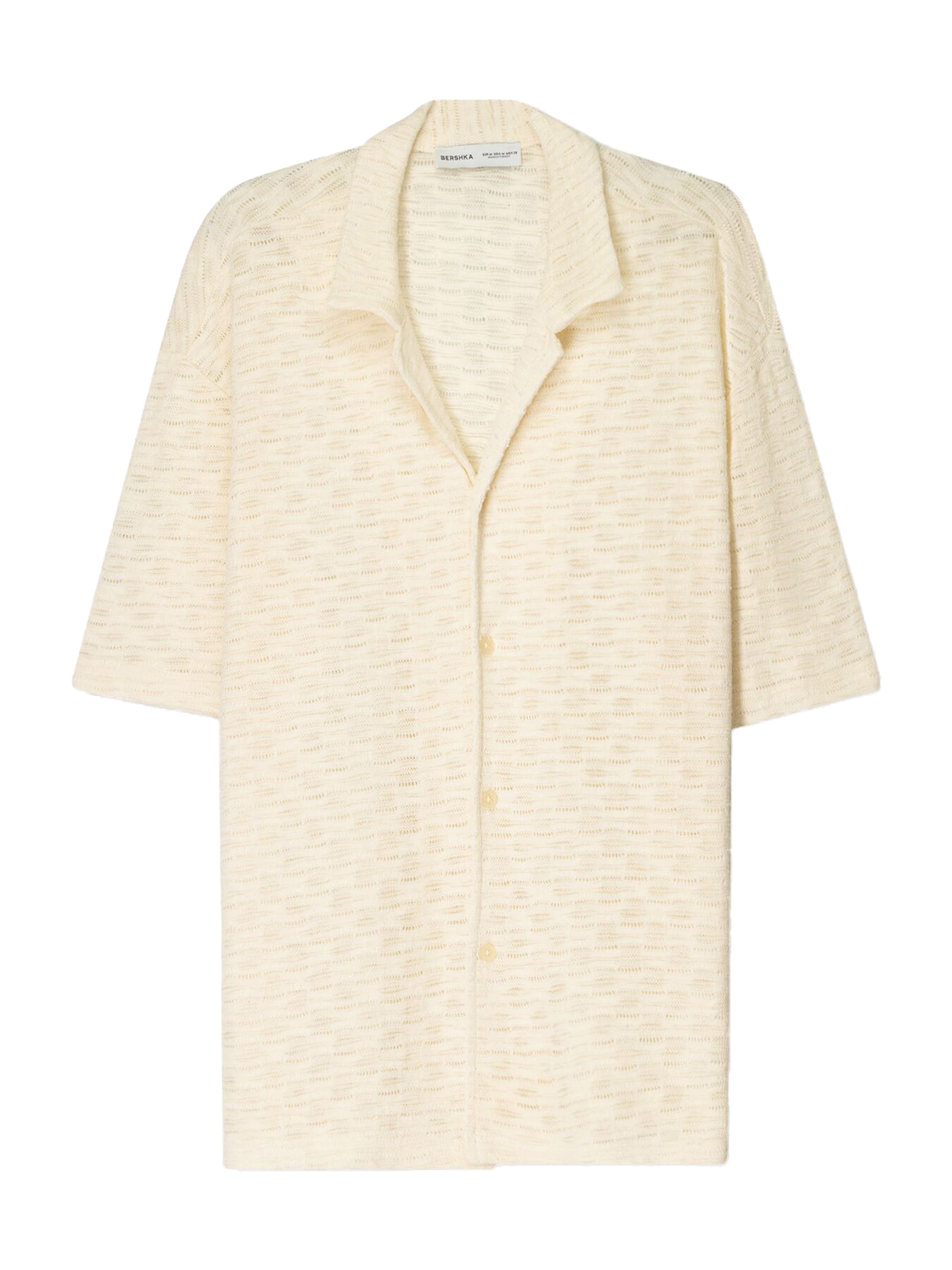 Bershka Comfort fit Button Up Shirt in Beige: front