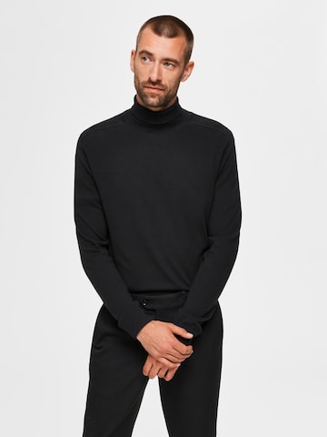 Coupe regular Pull-over 'Berg' SELECTED HOMME en noir : devant