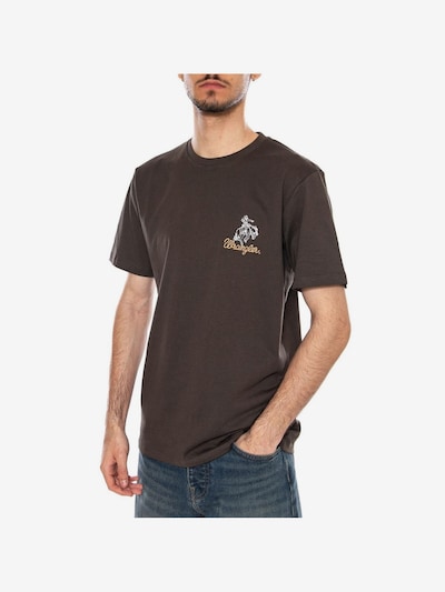 WRANGLER Shirt 'EMBROIDERY TEE WREN BROWN'‌‌ in S in braun, Produktansicht