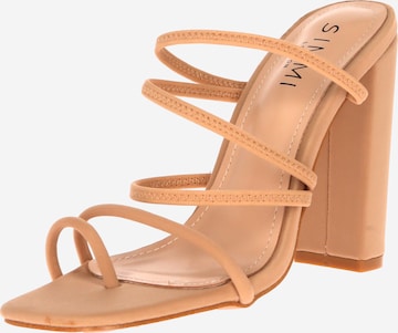 Simmi London - Sandalias de dedo 'Heera' en beige: frente