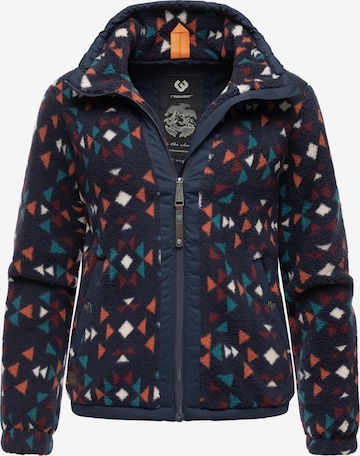 Ragwear Fleece jas 'Nordicka Aztec' in Blauw: voorkant