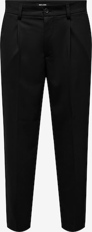 Only & Sons Loose fit Pleat-Front Pants 'Pale' in Black: front