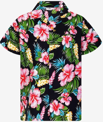 King Kameha Shirt 'Hibiscus New' in Black: front