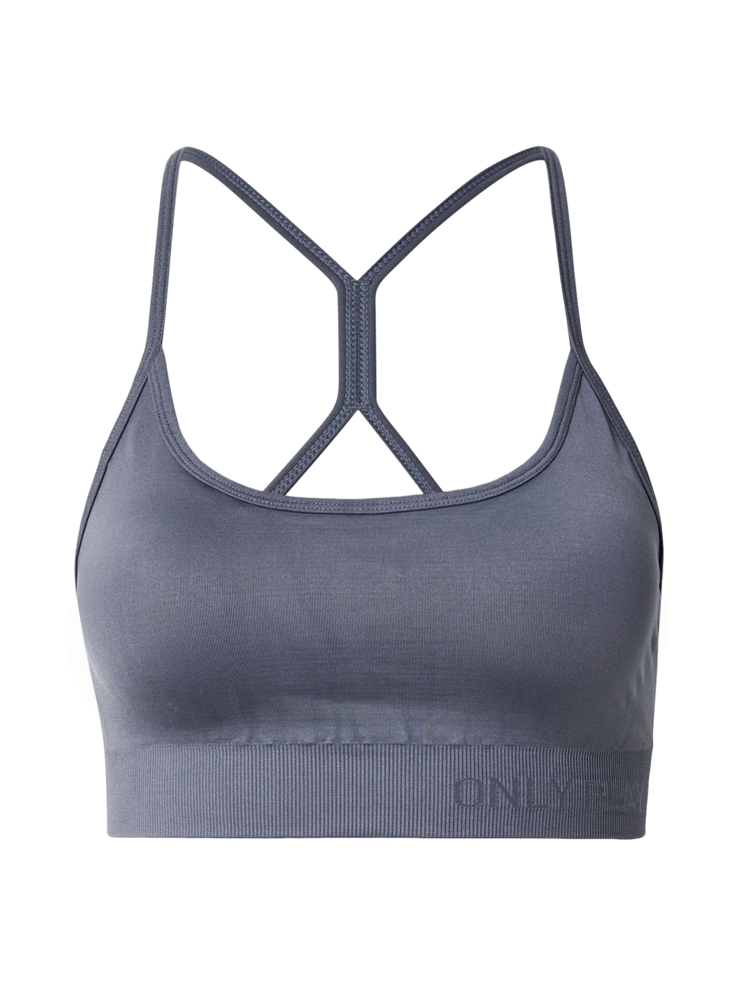 ONLY PLAY Õlapaelteta topp Spordirinnahoidja 'ONPDEFY-2', värv hall: eest vaates