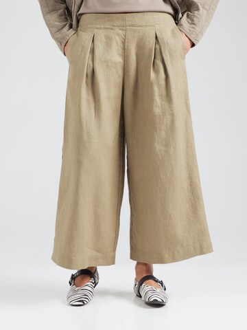 Wide leg Pantaloni con pieghe di & Other Stories in verde: frontale