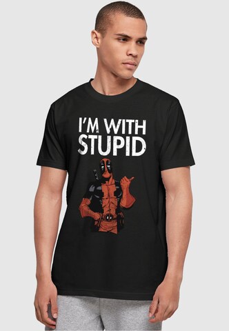 ABSOLUTE CULT T-Shirt 'Deadpool - I Am With Stupid' in Schwarz: Vorderseite