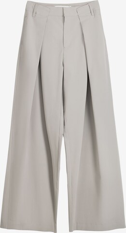 Bershka Wide leg Bandplooibroek in Grijs: voorkant