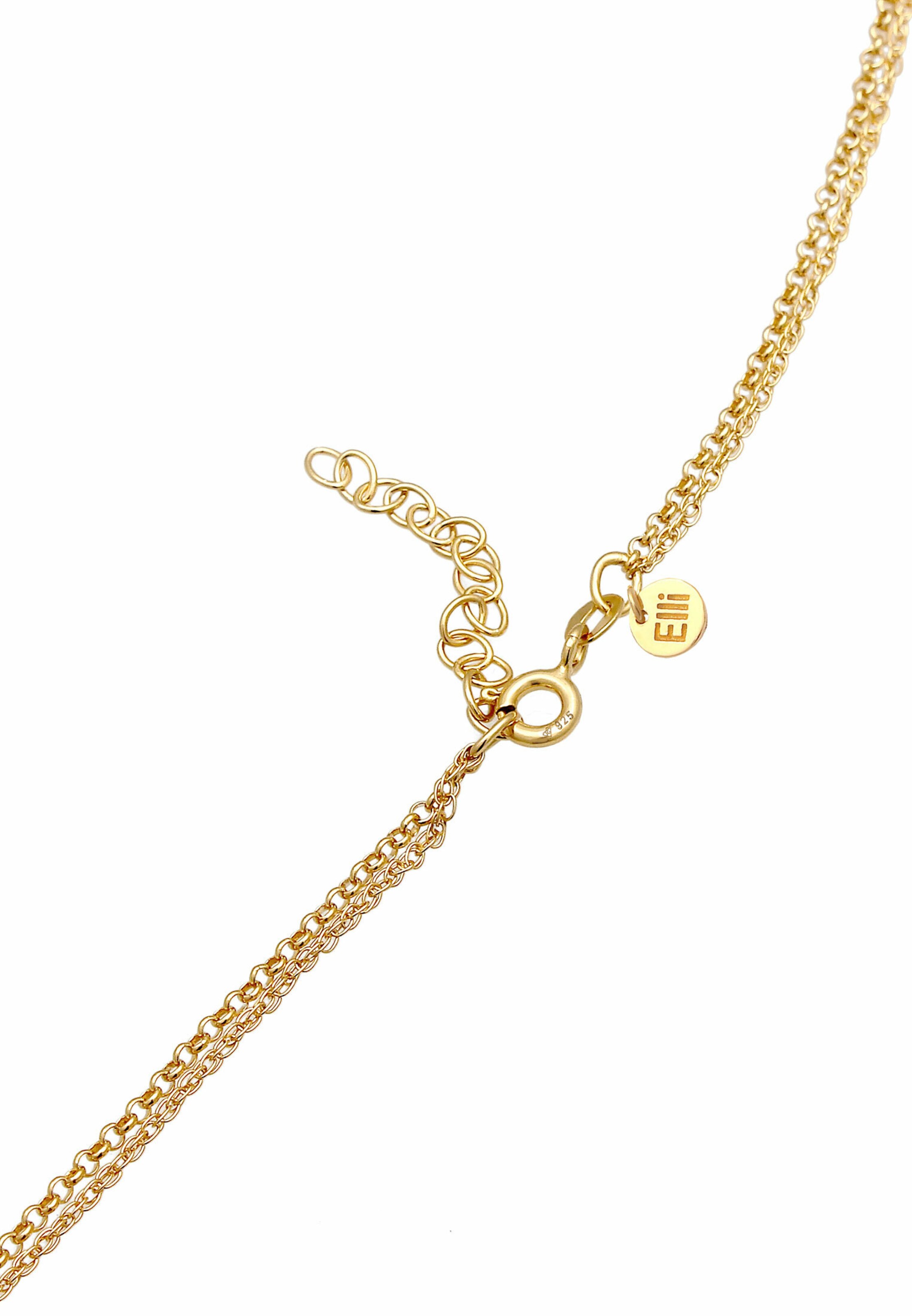 ELLI PREMIUM Halskette Boho, Feder, Layer in Gold