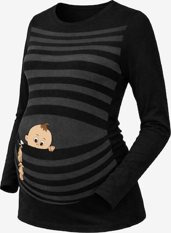 M.M.C. Shirt 'Baby Flucht Umstandslangarmshirt' in Black: front