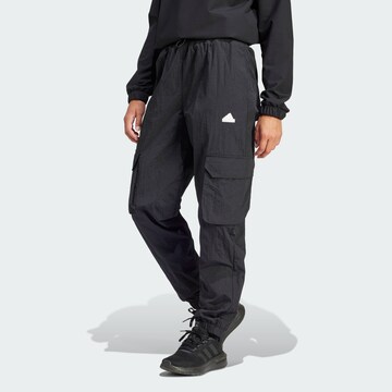 Tapered Pantaloni sportivi 'City Escape' di ADIDAS SPORTSWEAR in nero: frontale