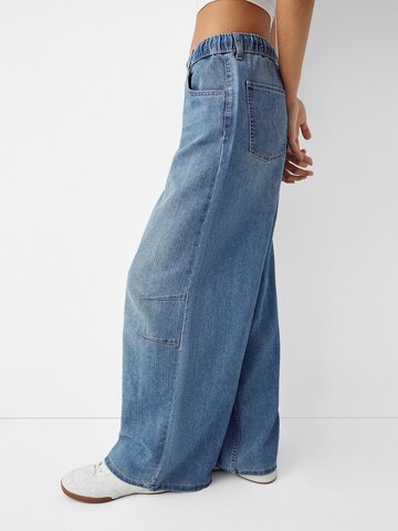 Wide Leg Jean Bershka en bleu