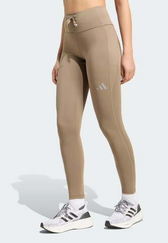 ADIDAS PERFORMANCE Skinny Sportbroek 'Essentials' in Beige: voorkant