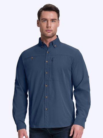 33,000ft Regular fit Athletic Button Up Shirt '33,000ft Men's Long Sleeve Shirts' in Blue: front