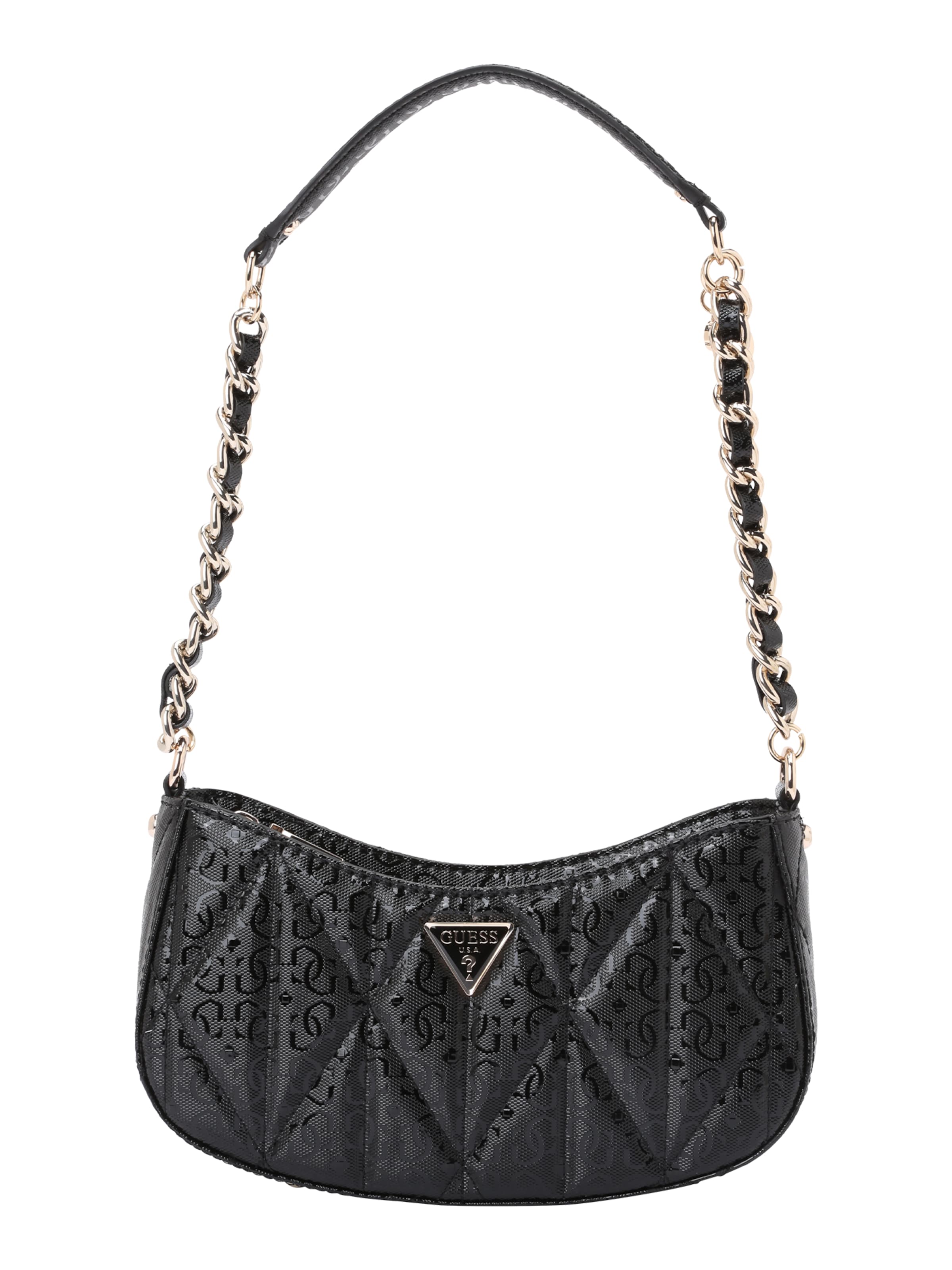 GUESS Axelremsväska 'ALDINA TOP ZIP SHOULDER BAG' i svart: framsida